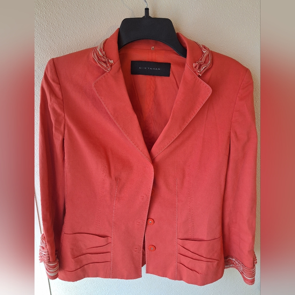 Elie Tahari Orange Blazer Structured Suit Jacket